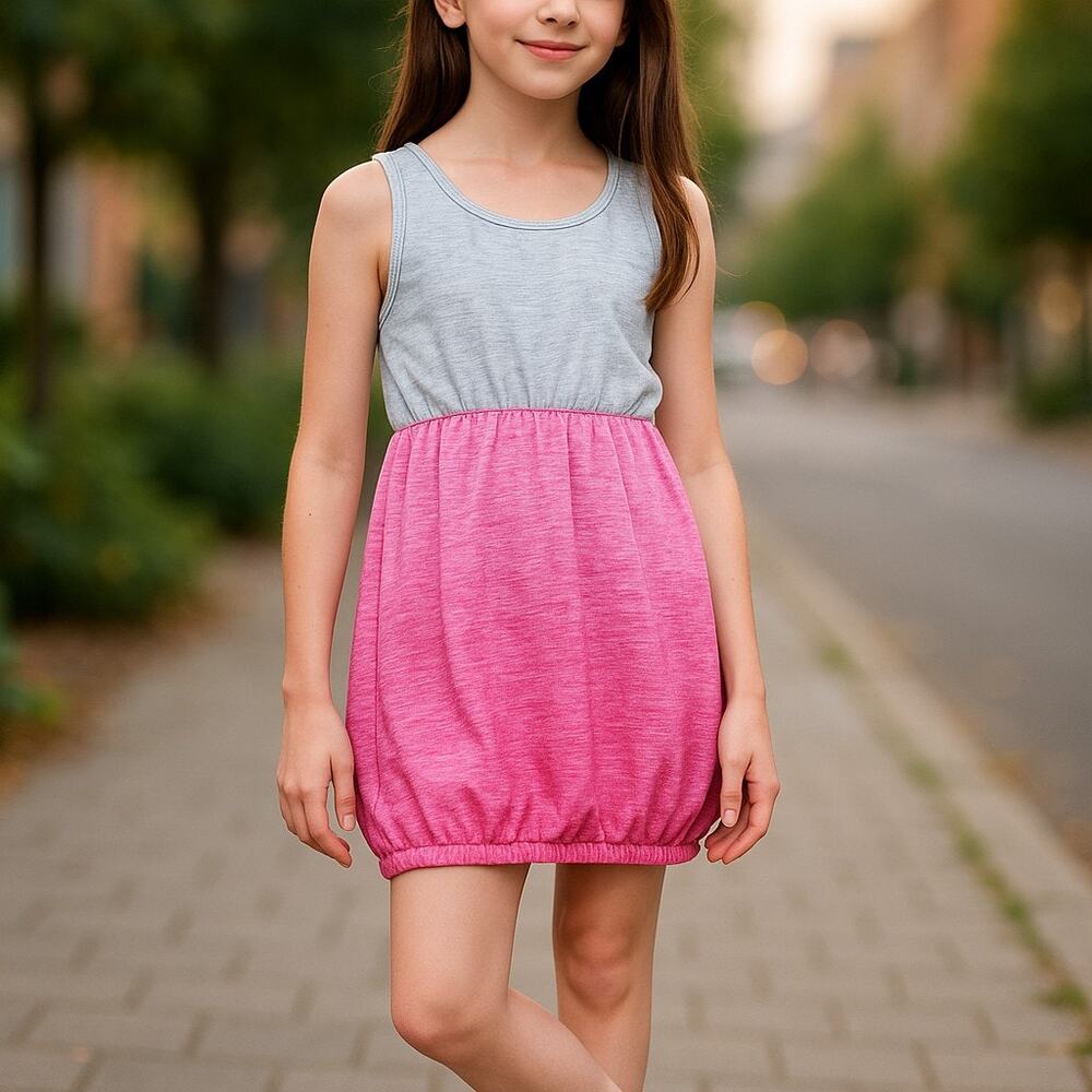 GB Girls Dress Size Large Pink White Bubble Tank Knit NEW